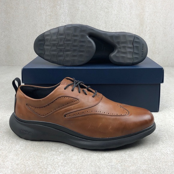 cole haan zerogrand wingtip oxford british tan